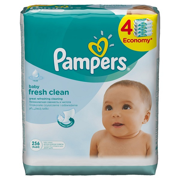 Памперс Baby Fresh Clean детские салфетки - 4 х 64 шт (наполнитель)