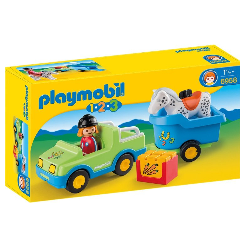 Конструктор Playmobil 1-2-3 Автомобиль и фургон для лошади