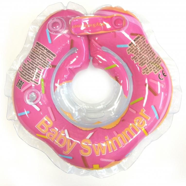 Круг на шею для купания малышей от 3 кг Пончик (розовый полуцвет)