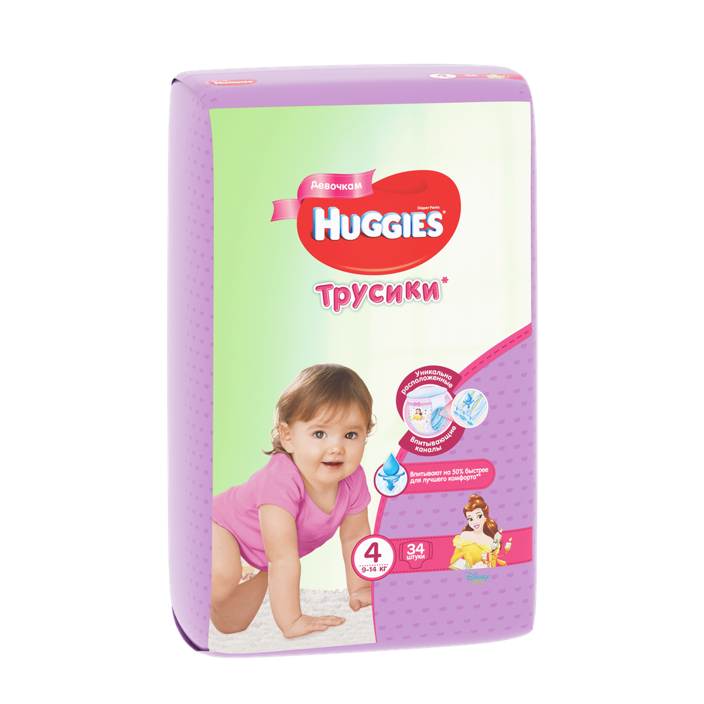 Трусики-подгузники Huggies 9-14 кг девочка (34 шт)